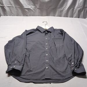 Lorenzo Uomo Mens Black Casual Button Down Shirt Stretch Performance Trim Sz 18‎